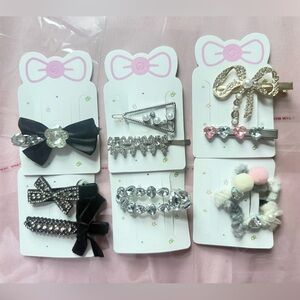 New 9 pieces bundle shiny sparkly pearl hair clips barrettes hair accessories 12